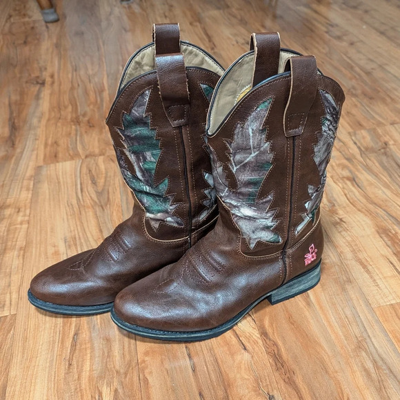 Western Boots Vegan Leather Round Toe Camo Brown Women's Size 6 Realtree Girl - Picture 6 of 13